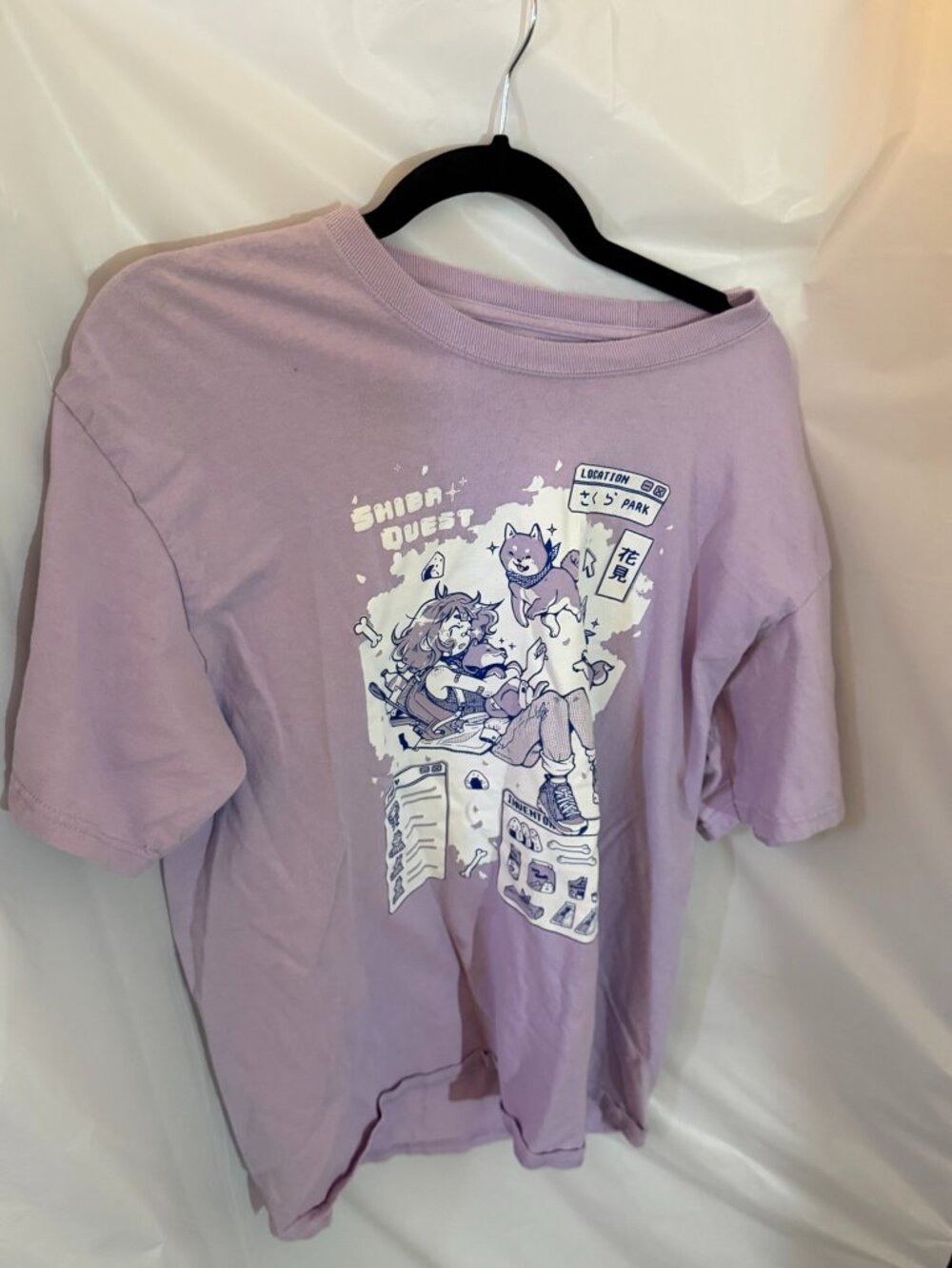 Vapor95 Shiba Quest Anime Dog Graphic T-Shirt L